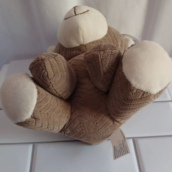 Hugfun Stuffed Plush Teddy Bear 9” Tan Brown Zig Zag Mock Suede Pattern NWT - Picture 3 of 5